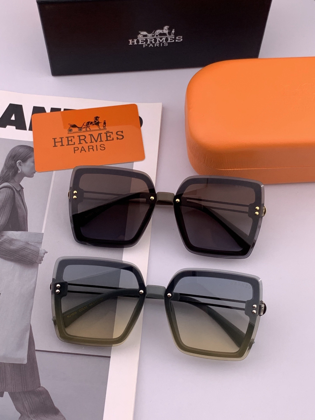 【TR尼龙系列】爱马仕 经典的方框设计，不挑脸型，无论搭配大衣还是连衣裙都非常显气质尼龙镜片预防紫外线 