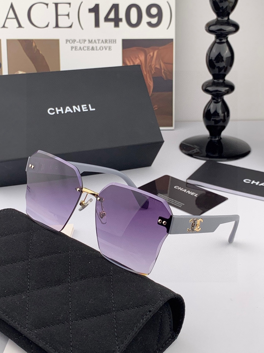 【CHANEL】香奈儿 新款潮流爆款 时尚方框太阳镜 佩戴舒适 网红潮款墨镜 女士高清加厚偏光太阳镜🕶️