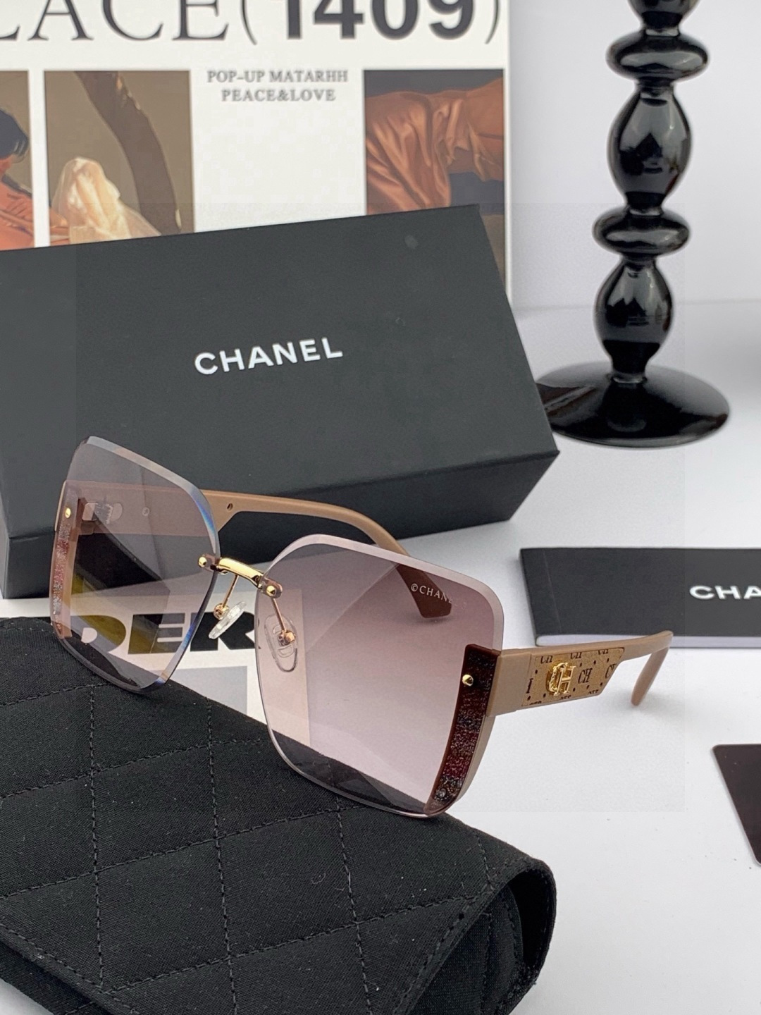 🔺 【香奈儿】开春新款 潮流爆款 时尚方框太阳镜 高品质 佩戴舒适 网红潮款墨镜 女士高清加厚偏光太阳镜