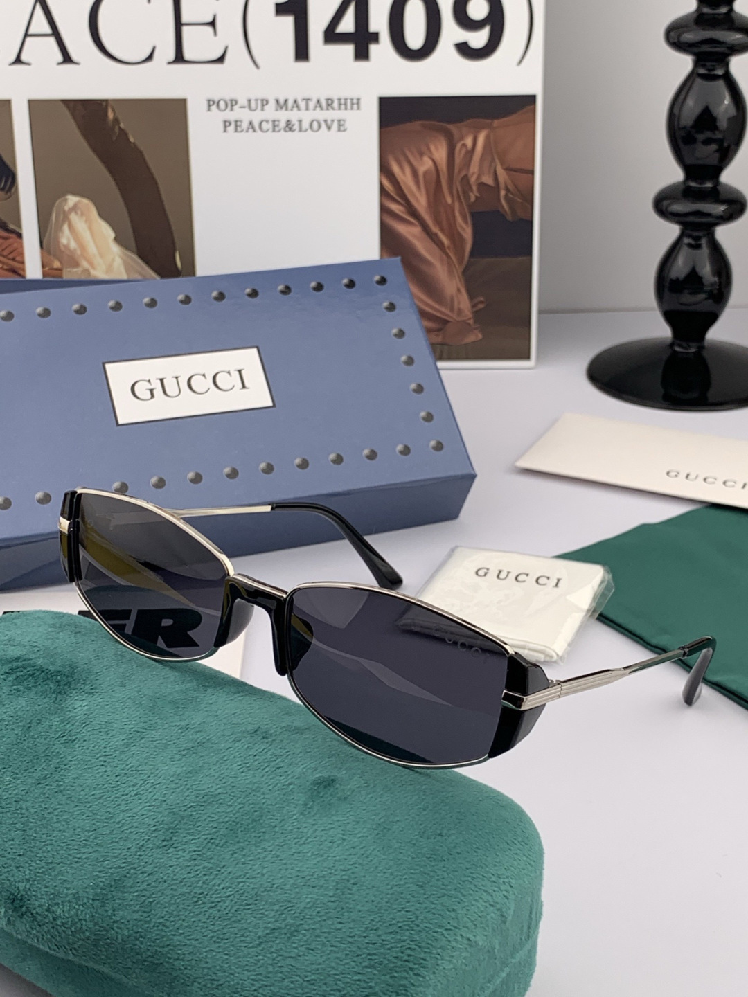 🔺 Gucci 🔻官方新款 众多明星同款[色]‼️‼️新款大框偏光墨镜 🌈🌈宝丽来超清加厚太阳镜🔝🔝型号