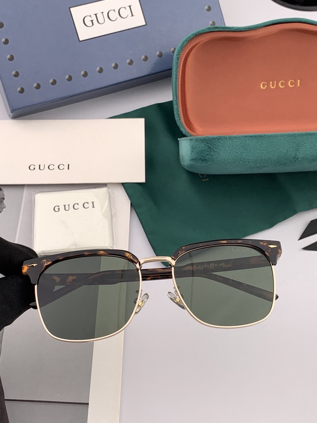 🔺 【GUCCI-偏光太阳镜】开春新款 潮流爆款 时尚方框偏光太阳镜 高品质 佩戴舒适 网红潮款墨镜 女