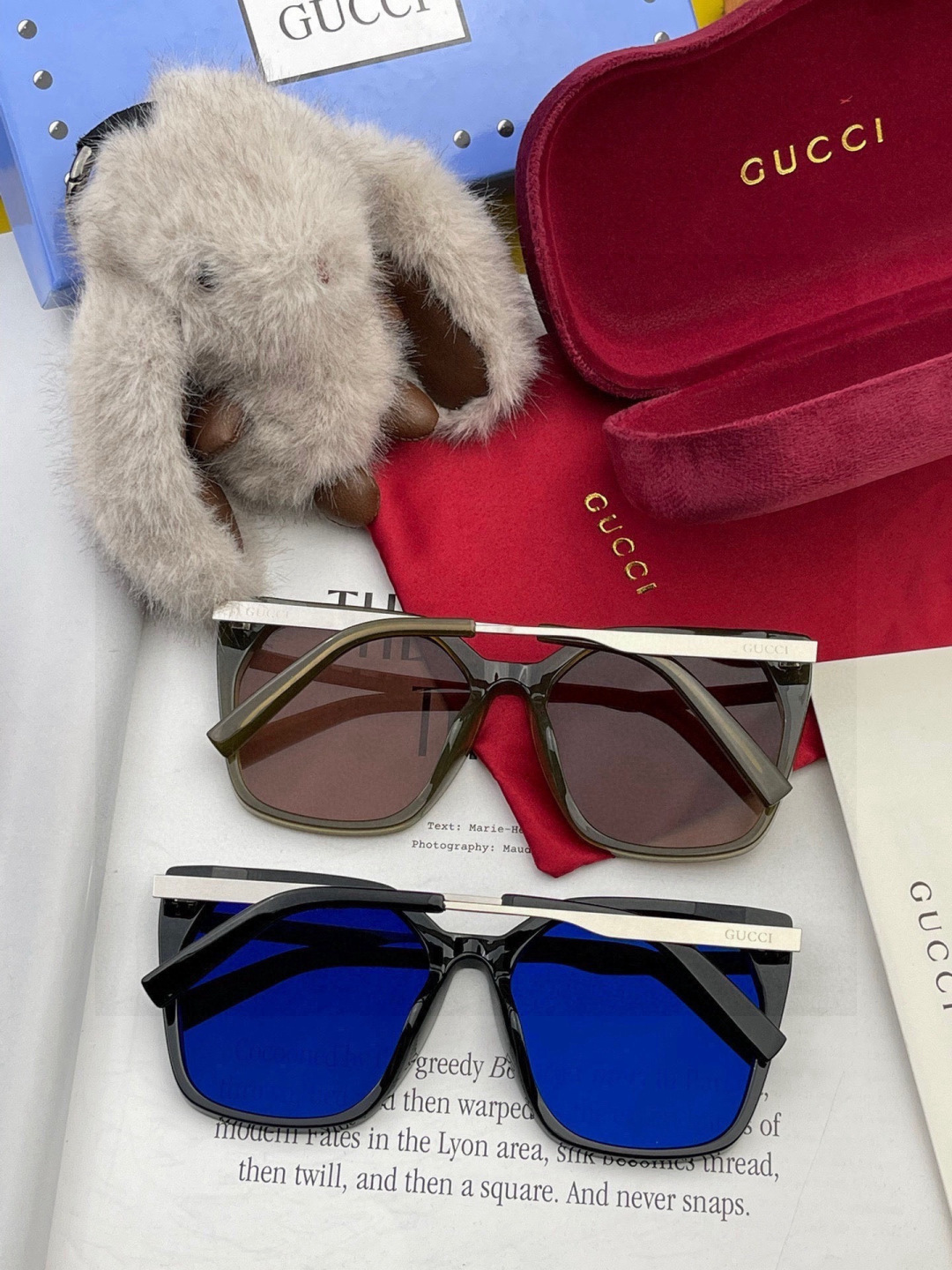 🔺 【GUCCI】开春新款 潮流爆款 时尚方框偏光太阳镜 高品质 佩戴舒适 网红潮款墨镜 女士高清尼龙偏