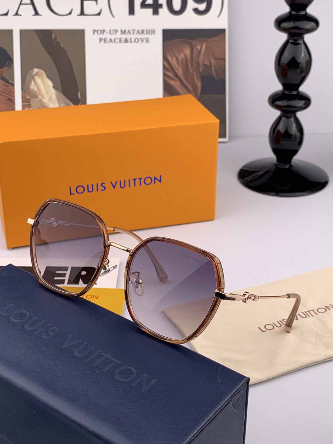 LV 太阳镜潮品官网模特同款 [玫瑰][玫瑰]四叶草🍀精致个性设计简约时尚 高品质值得拥有绝对潮爆整个夏