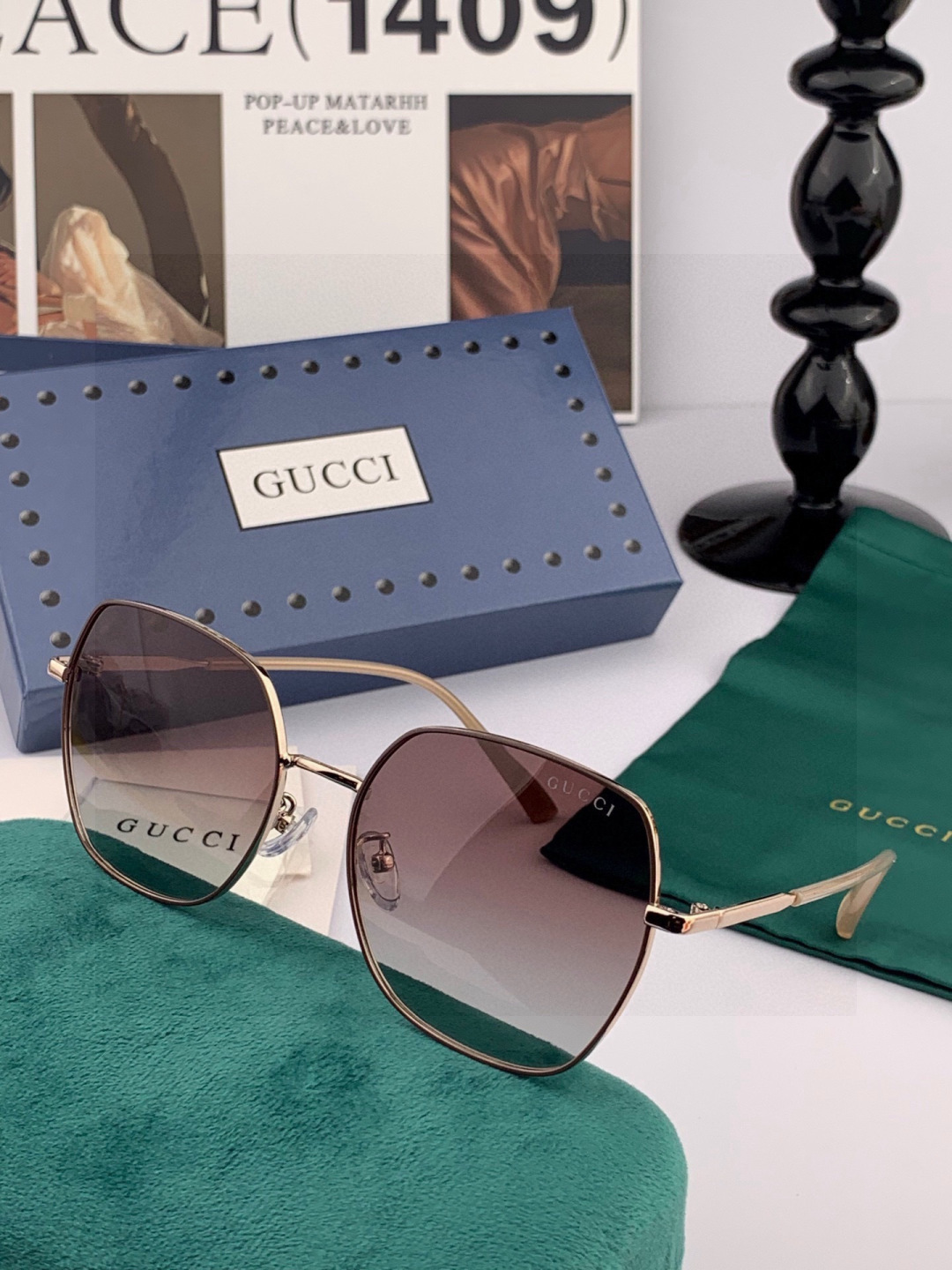 🔺 【GUCCI-偏光太阳镜】开春新款 潮流爆款 时尚圆框偏光太阳镜 高品质 佩戴舒适 网红潮款墨镜 女