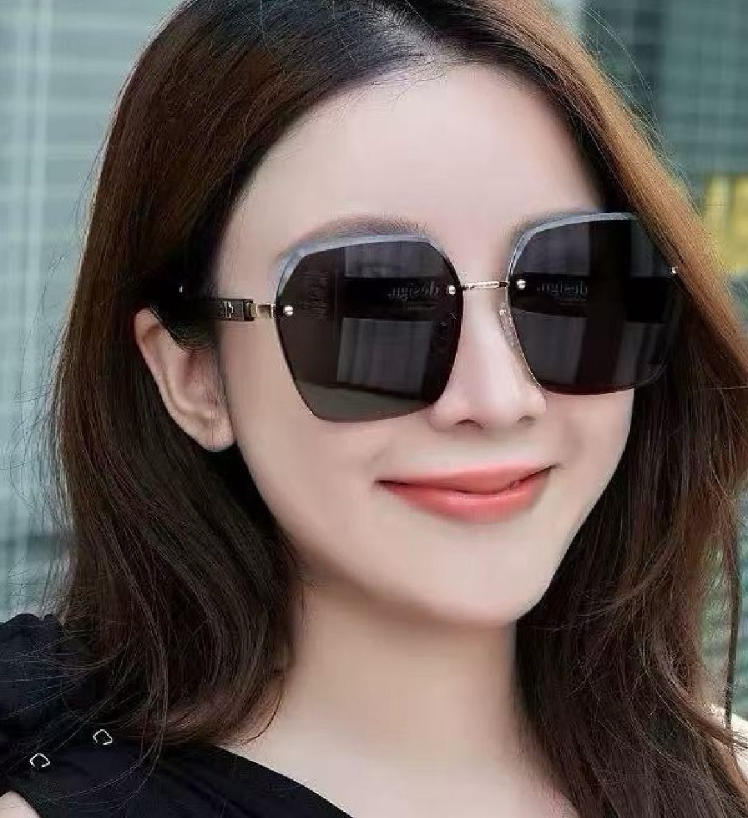 【尼龙偏光系列】爱马仕无框太阳镜墨方框设计，不挑脸型，无论搭配大衣还是连衣裙都非常显气质尼龙偏光镜片预防