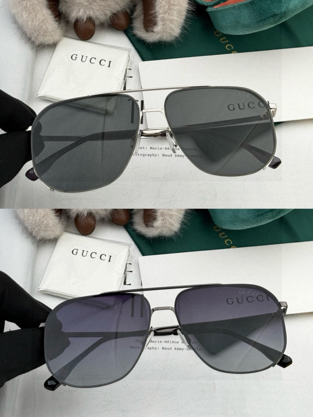 GUCCI 男款炫彩飞行员偏光太阳镜 ❤️材质：高清尼龙加厚卡槽高清偏光镜片 🌹无边框镜架💕颜👍型号：G