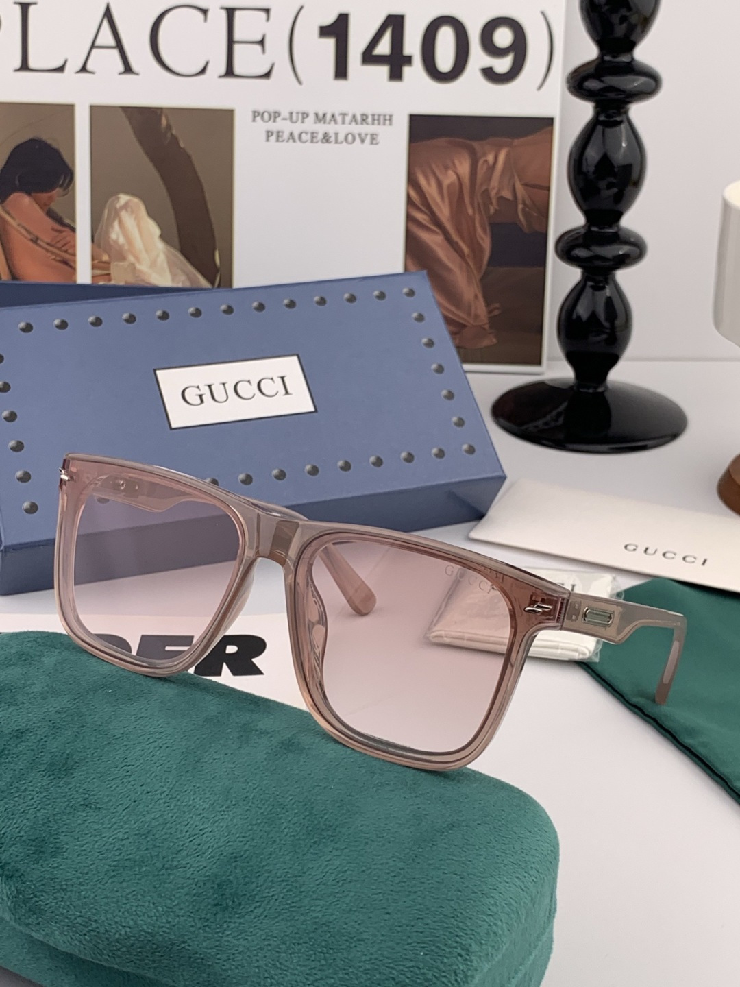 🔺 【GUCCI】开春新款 潮流爆款 时尚方框偏光太阳镜 高品质 佩戴舒适 网红潮款墨镜 女士高清尼龙偏