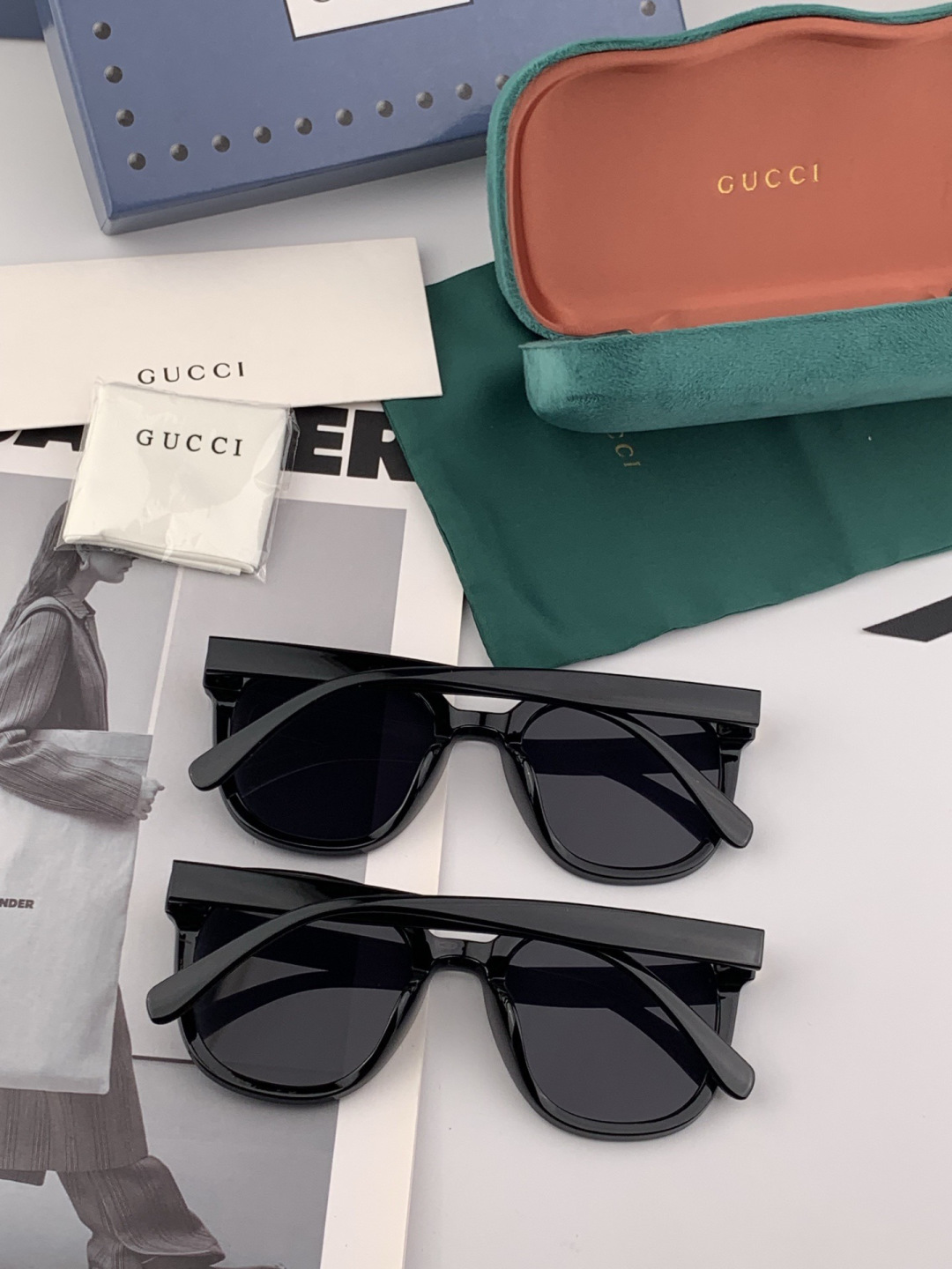 🔺 【GUCCI】开春新款 潮流爆款 时尚方框偏光太阳镜 高品质 佩戴舒适 网红潮款墨镜 女士高清尼龙偏