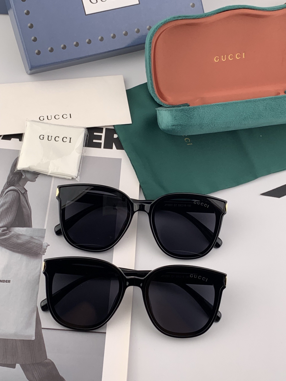 🔺 【GUCCI】开春新款 潮流爆款 时尚方框偏光太阳镜 高品质 佩戴舒适 网红潮款墨镜 女士高清尼龙偏