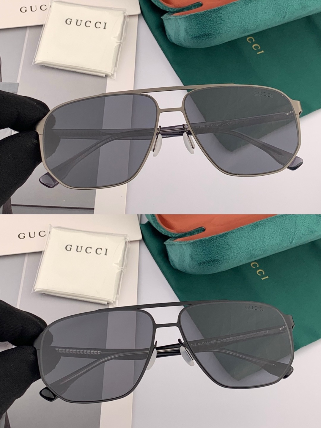 GUCCI 男款炫彩飞行员偏光太阳镜 ❤️材质：高清尼龙加厚卡槽高清偏光镜片 🌹无边框镜架💕颜👍型号：G