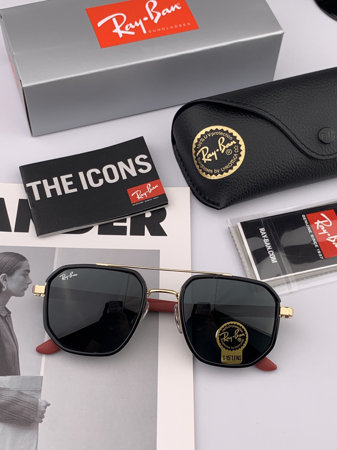 官方同步 品牌:雷朋经典男女士玻璃太阳镜 材质：美国宝丽来高清防爆钢化玻璃镜片 型号：RB3433