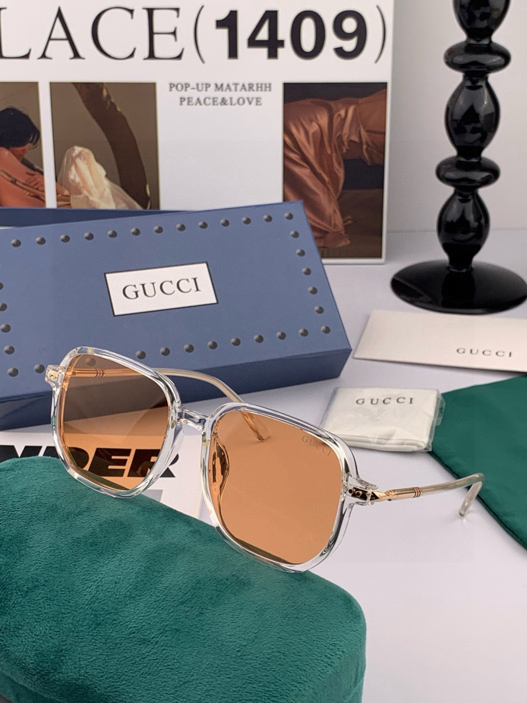 【TR偏光系列】Gucci 经典的方框设计，不挑脸型，无论搭配大衣还是连衣裙都非常显气质尼龙偏光镜片预防