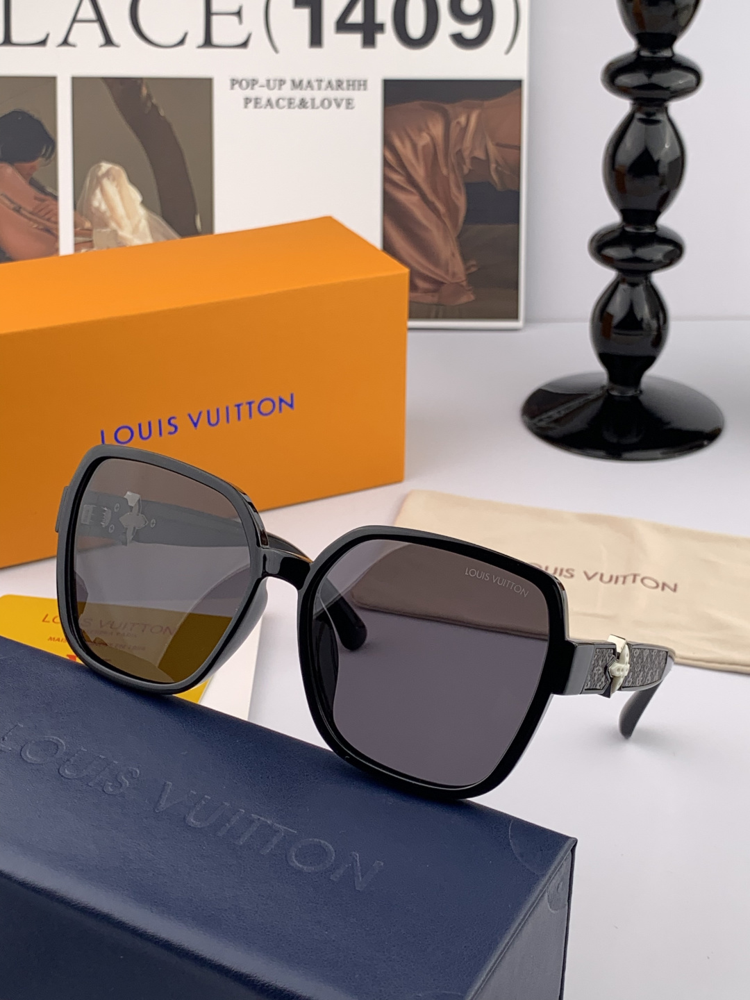 【TR偏光系列】lv大框太阳镜墨镜经典的方框设计，不挑脸型，无论搭配大衣还是连衣裙都非常显气质偏光镜片预