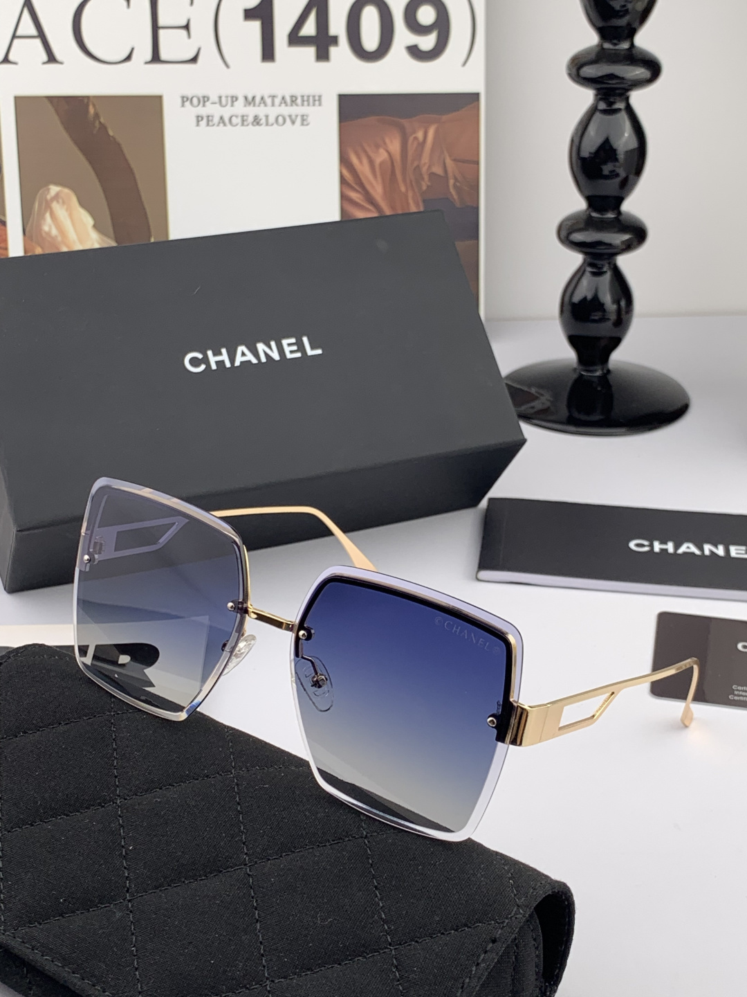 🔺 【香奈儿】新款 潮流爆款 时尚方框太阳镜 高品质 佩戴舒适 网红潮款墨镜 女士高清太阳镜🕶️ 🎉高品