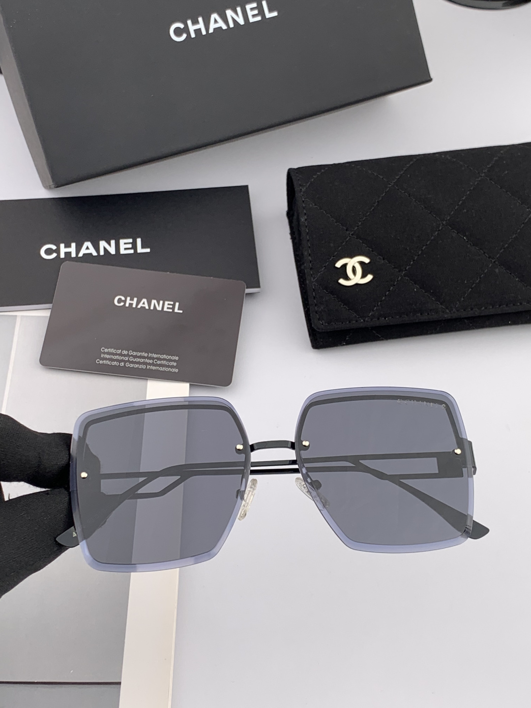 🔺 【香奈儿】新款 潮流爆款 时尚方框太阳镜 高品质 佩戴舒适 网红潮款墨镜 女士高清太阳镜🕶️ 🎉高品