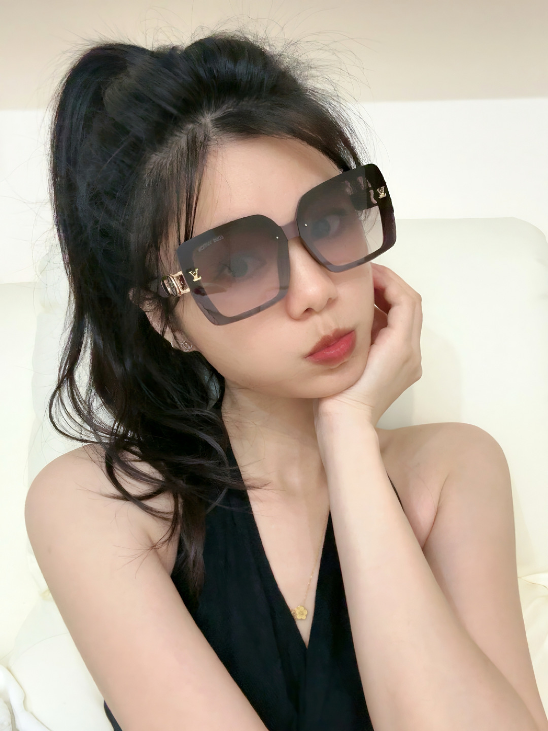 【TR偏光系列】lv大框太阳镜墨镜经典的方框设计，不挑脸型，无论搭配大衣还是连衣裙都非常显气质偏光镜片预