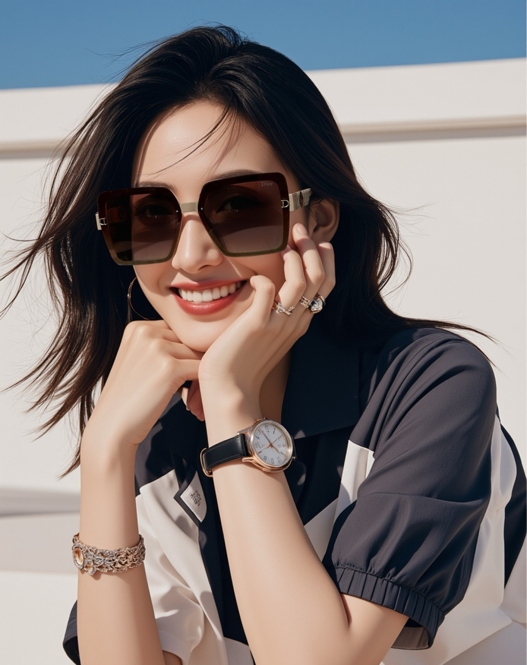 🔺 【DIOR-迪奥】开春新款 潮流爆款 时尚方框偏光太阳镜 高品质 佩戴舒适 网红潮款墨镜 女士高清加