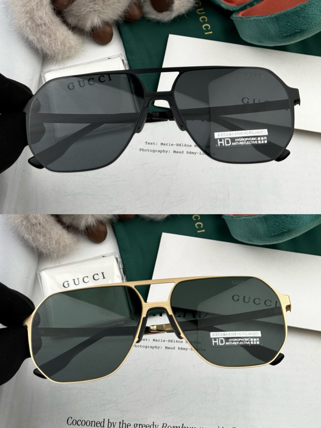 GUCCI 男款炫彩飞行员偏光太阳镜 ❤️材质：高清尼龙加厚卡槽高清偏光镜片 🌹无边框镜架💕颜👍型号：G