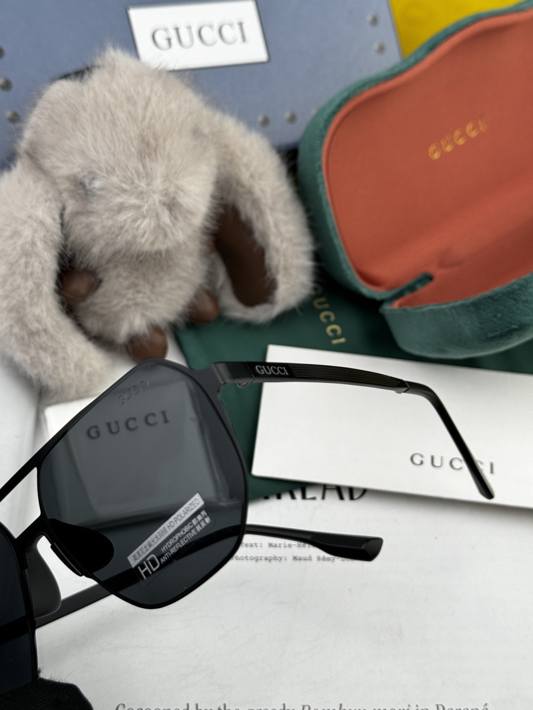 GUCCI 男款炫彩飞行员偏光太阳镜 ❤️材质：高清尼龙加厚卡槽高清偏光镜片 🌹无边框镜架💕颜👍型号：G