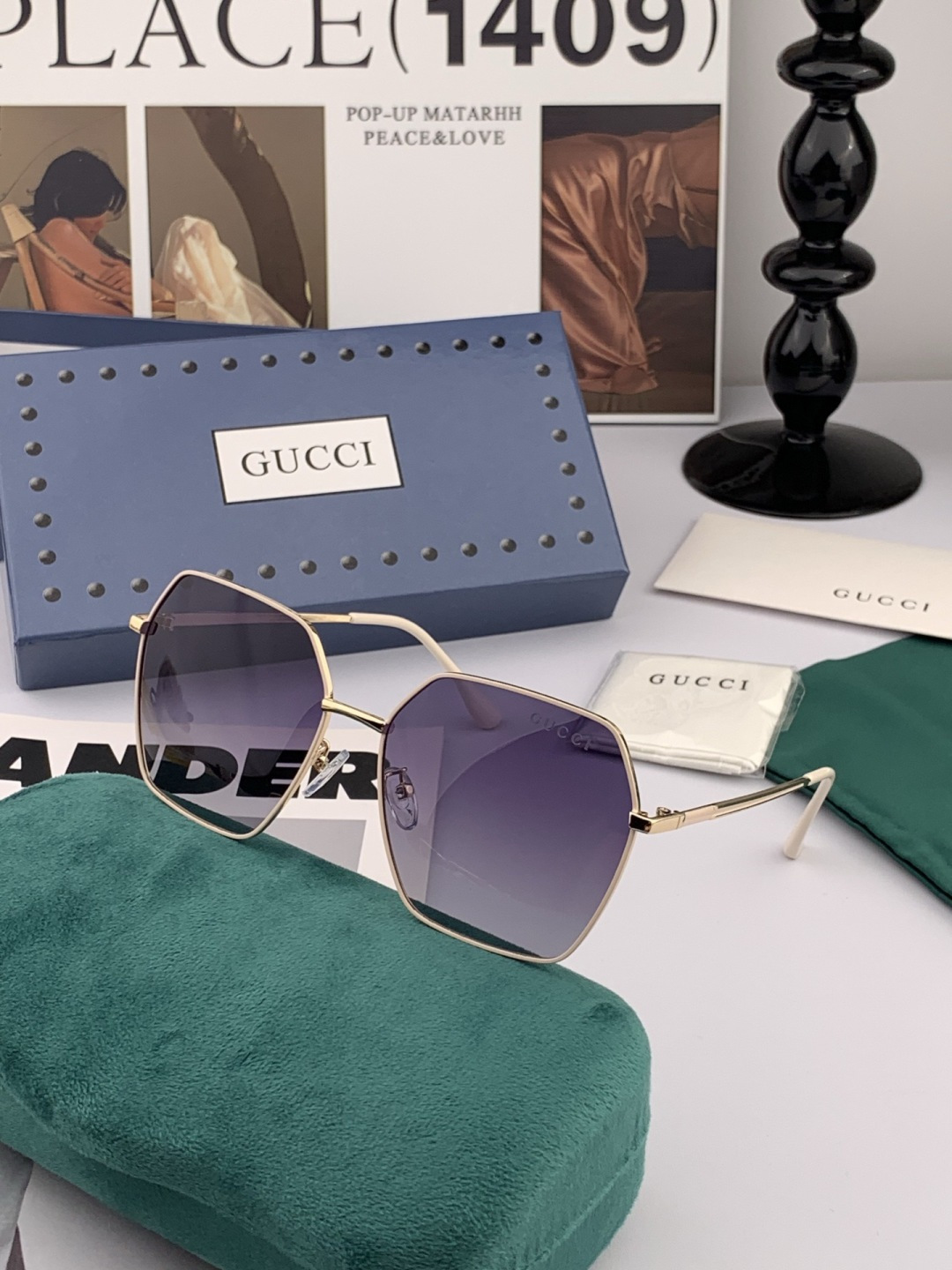 🔺 Gucci 🔻官方新款 众多明星同款[色]‼️‼️新款大框偏光墨镜 🌈🌈宝丽来超清加厚太阳镜🔝🔝型号