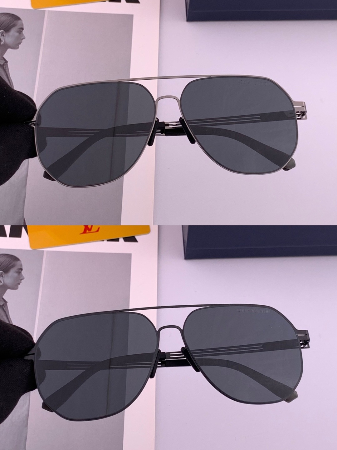 ♦️LV 新款男女情侣款太阳镜多边形墨镜iP 电镀永不褪色 超轻超有弹性整幅眼镜无螺丝重要的是压不坏 高