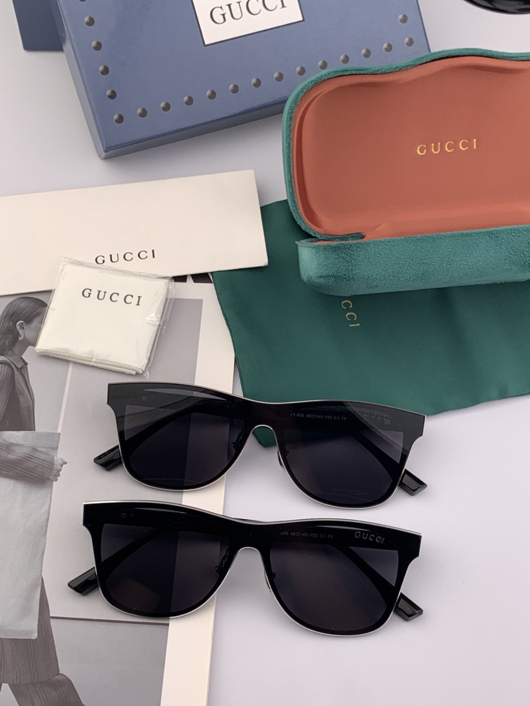 连体镜GUCCI 开春新款一体镜 大框太阳镜男女同款 😎 爆款大框尼龙太阳镜 超逼格超酷 镜腿品牌设计感