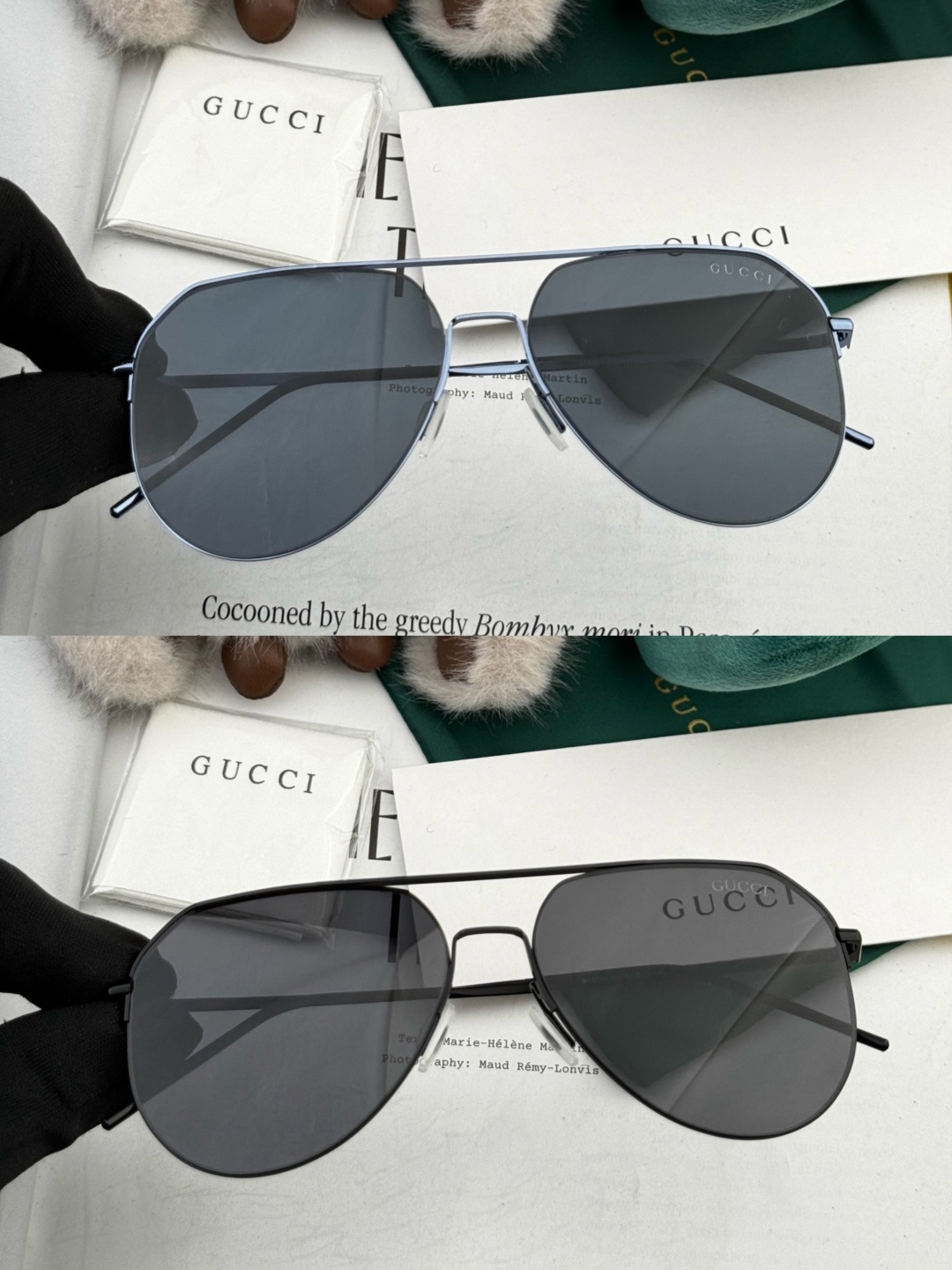 GUCCI 男款炫彩飞行员偏光太阳镜 ❤️材质：高清尼龙加厚卡槽高清偏光镜片 🌹无边框镜架💕颜👍型号：G