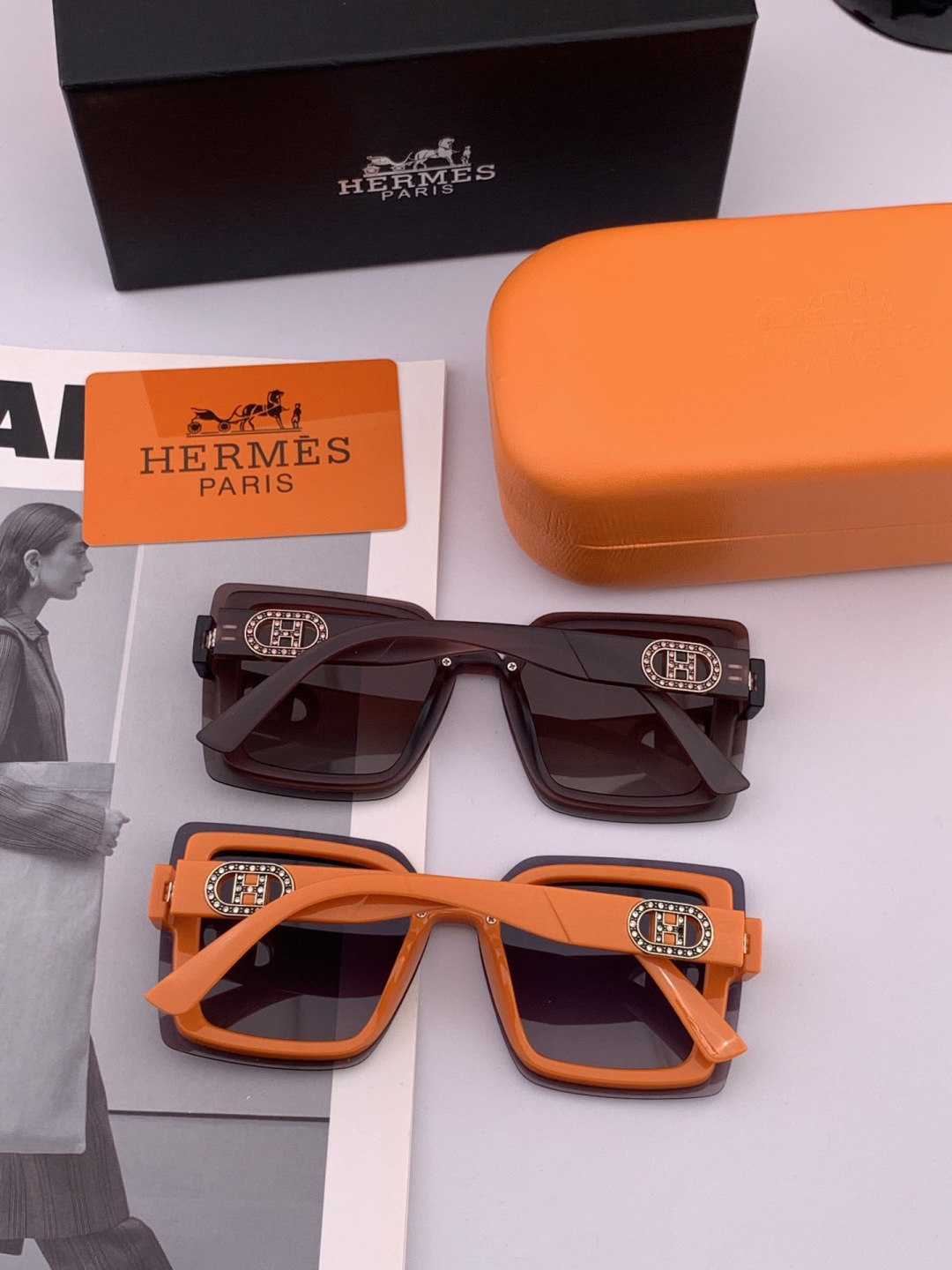 HERMES 爱马仕 开春新款🎈原版出货 网红超爆款💙经典奢华全球风[强][酷][亲亲] 时尚方框太阳镜