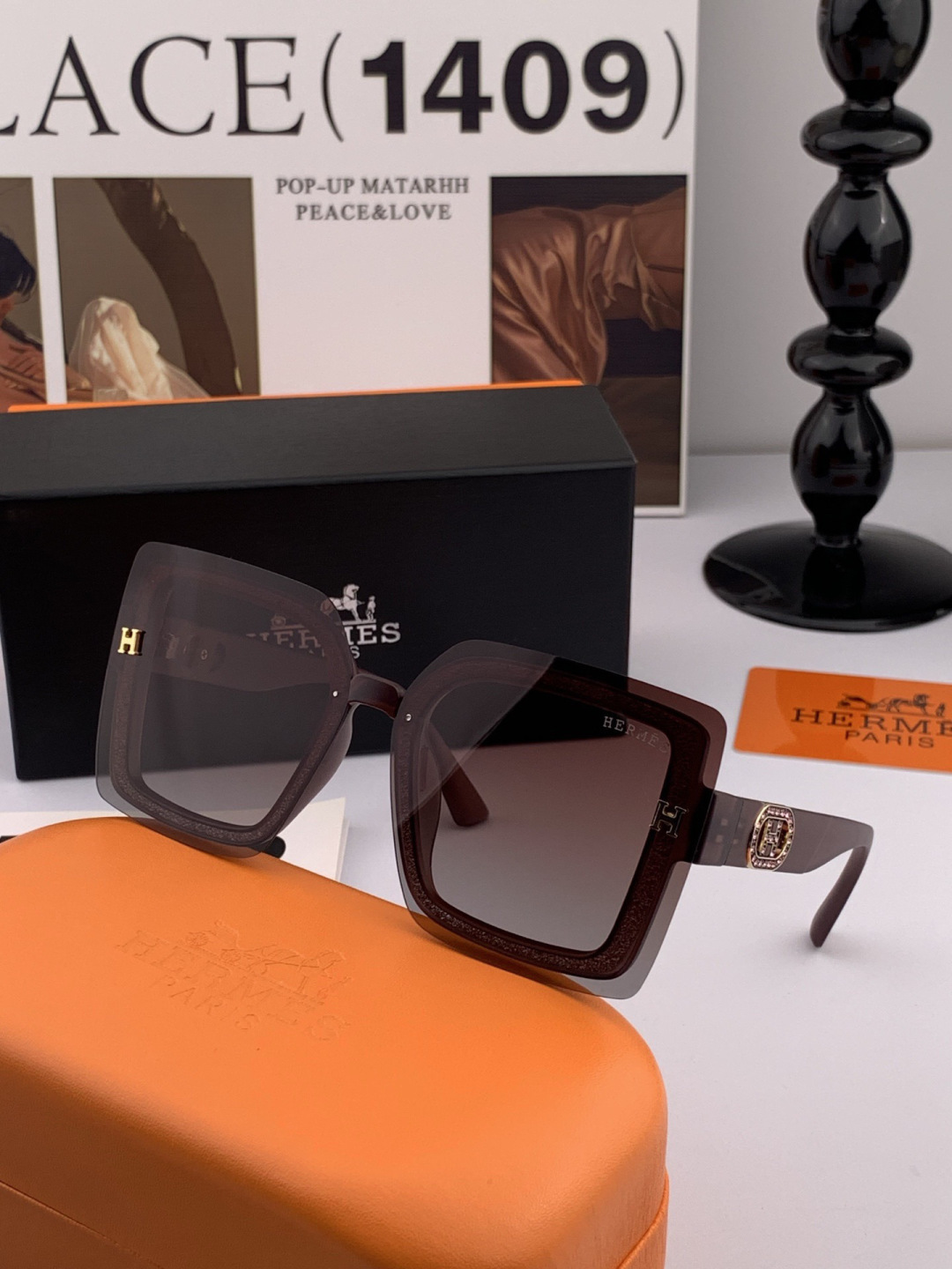 HERMES 爱马仕 开春新款🎈原版出货 网红超爆款💙经典奢华全球风[强][酷][亲亲] 时尚方框太阳镜