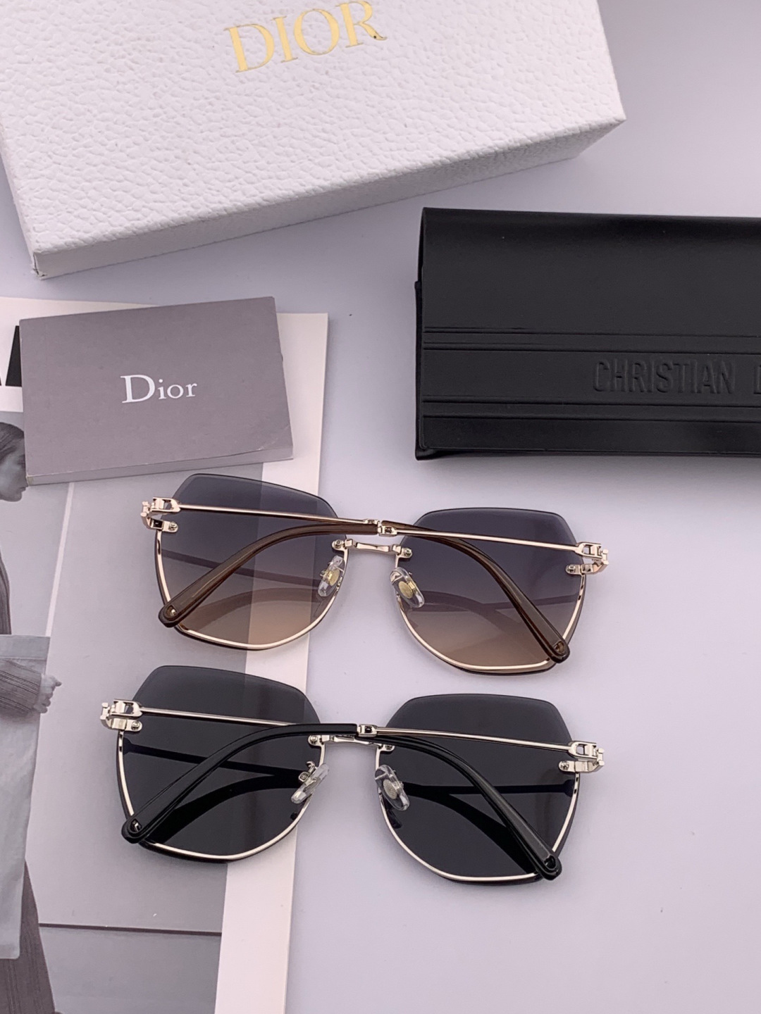 【尼龙偏光系列】DIOR无框太阳镜墨多边形设计，不挑脸型，无论搭配大衣还是连衣裙都非常显气质尼龙偏光镜片