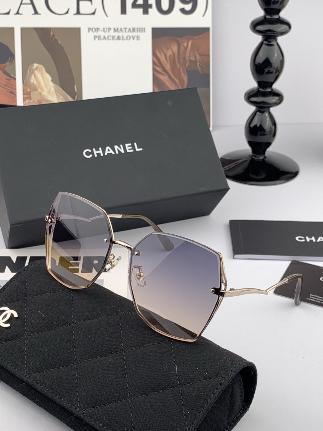 🔺 【香奈儿-尼龙偏光太阳镜】开春新款 潮流爆款 时尚多边形偏光太阳镜 高品质 佩戴舒适 网红潮款墨镜 
