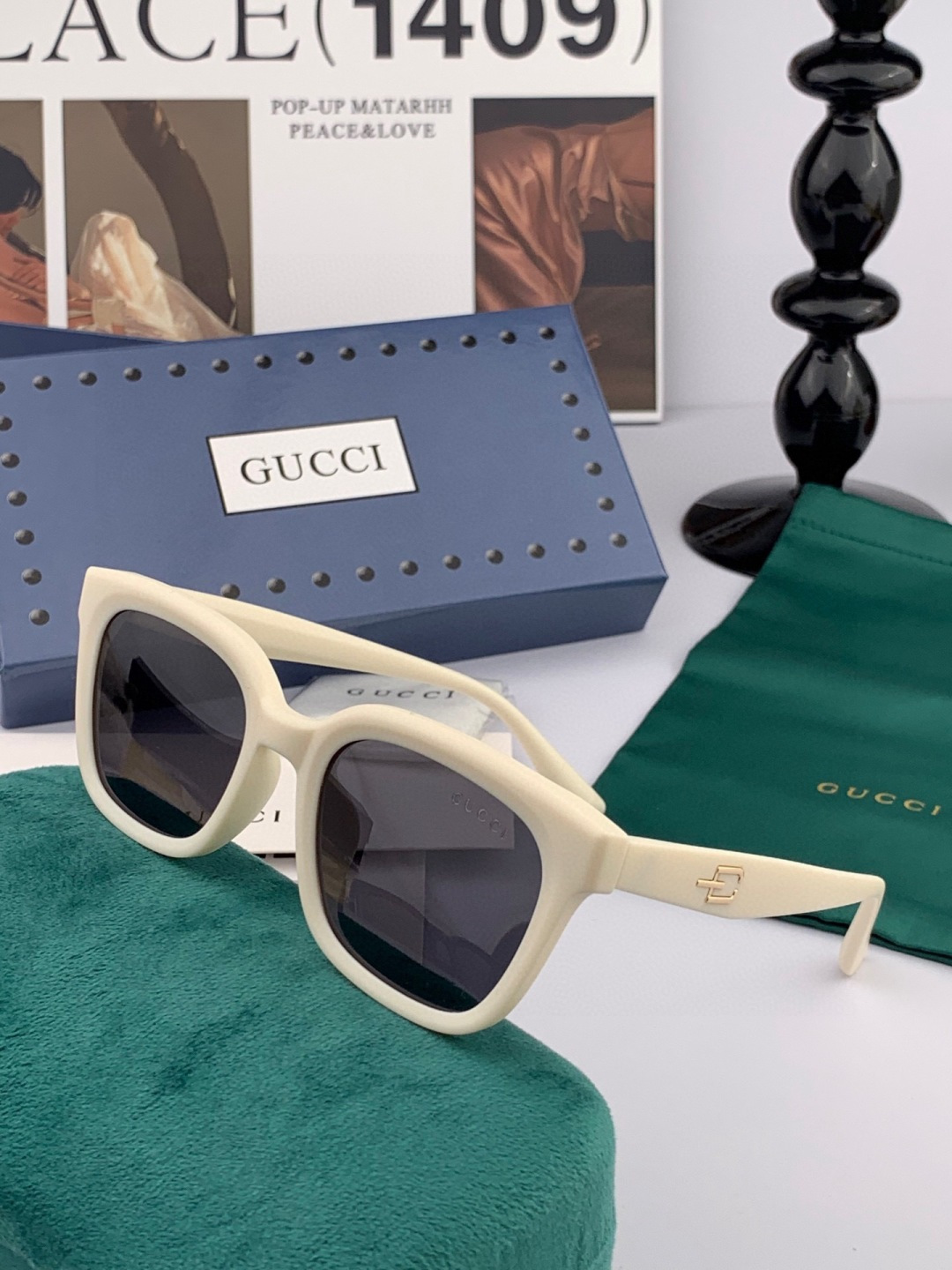 🔺 【GUCCI-偏光太阳镜】开春新款 潮流爆款 时尚方框偏光太阳镜 高品质 佩戴舒适 网红潮款墨镜 女