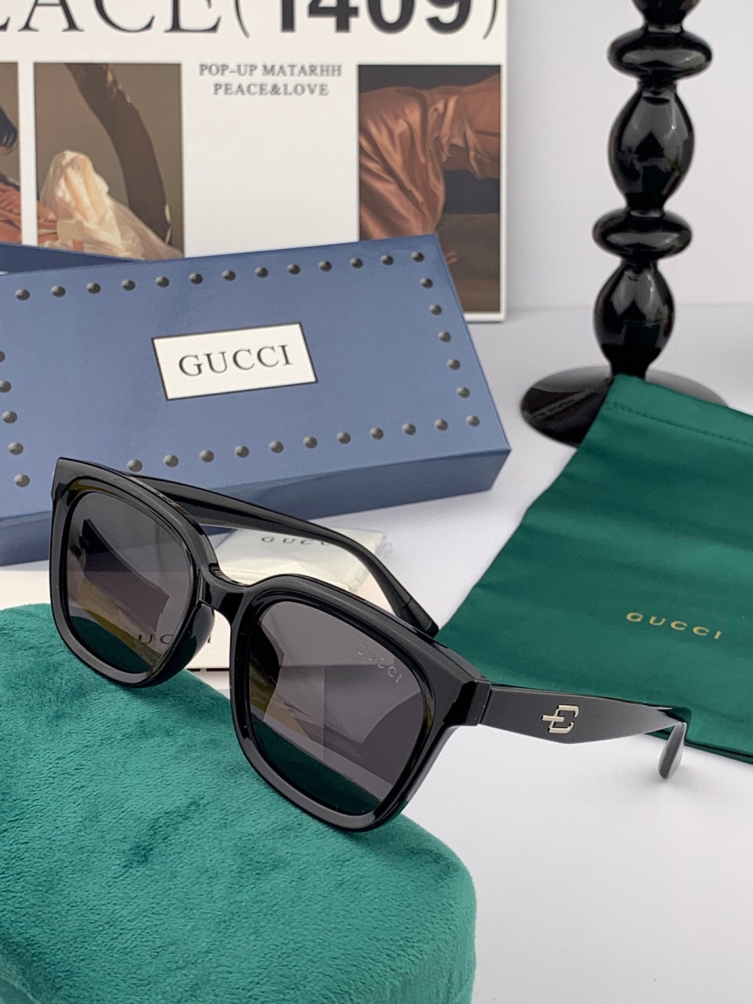🔺 【GUCCI-偏光太阳镜】开春新款 潮流爆款 时尚方框偏光太阳镜 高品质 佩戴舒适 网红潮款墨镜 女