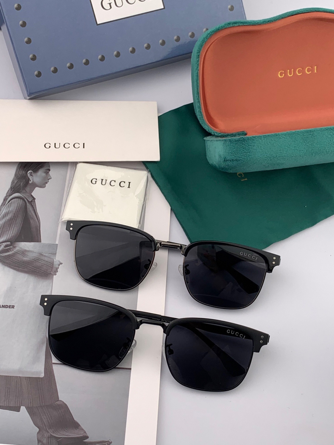 🔺 【GUCCI-偏光太阳镜】开春新款 潮流爆款 时尚方框偏光太阳镜 高品质 佩戴舒适 网红潮款墨镜 女