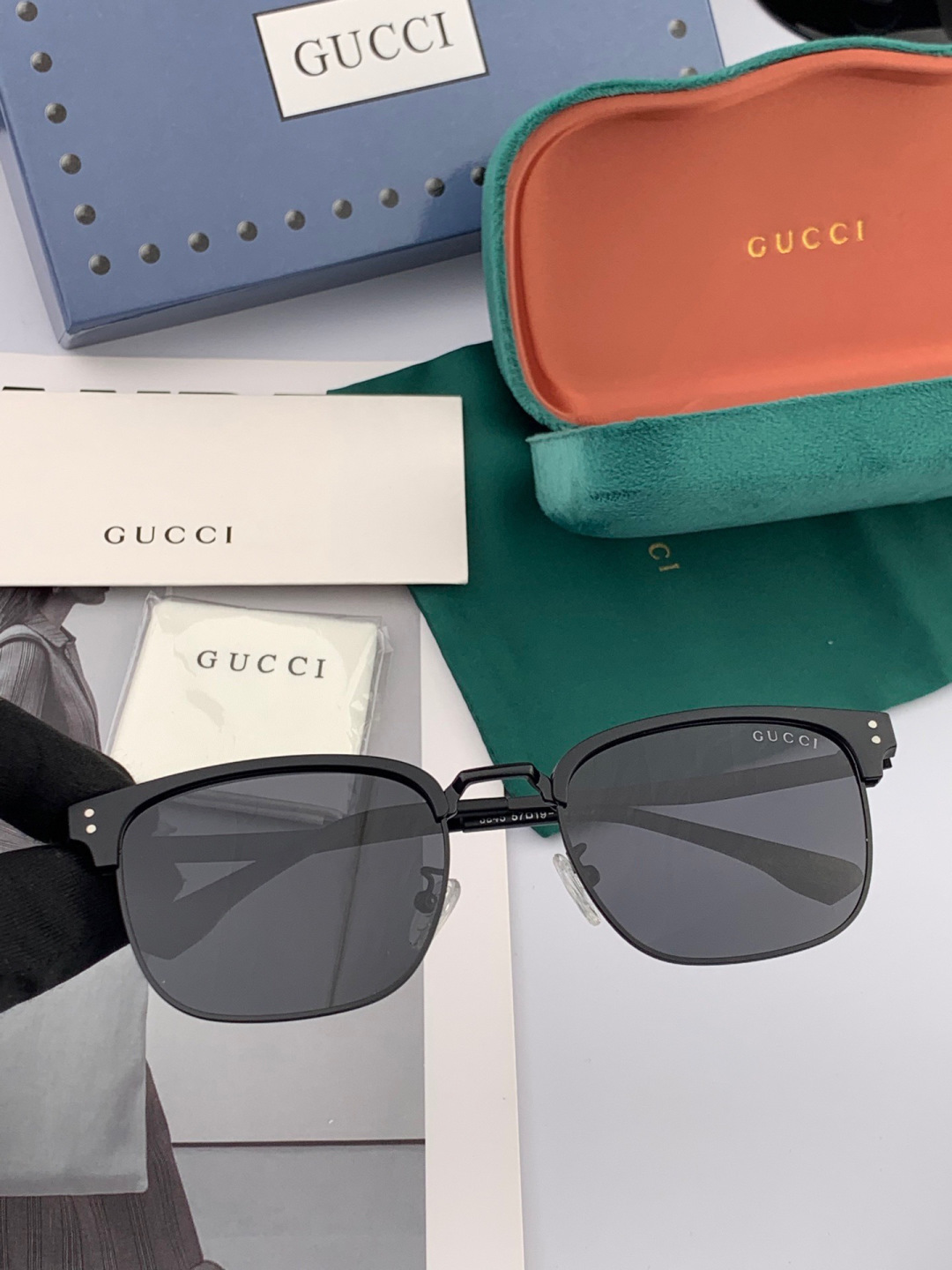 🔺 【GUCCI-偏光太阳镜】开春新款 潮流爆款 时尚方框偏光太阳镜 高品质 佩戴舒适 网红潮款墨镜 女