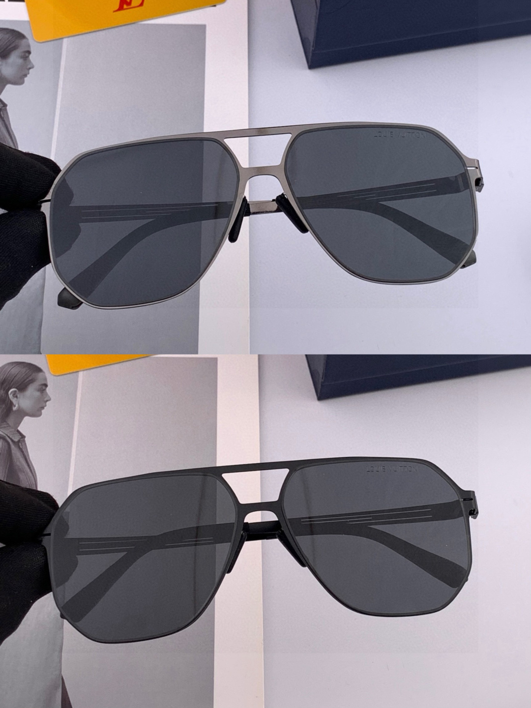 ♦️LV 新款男女情侣款太阳镜多边形墨镜iP电镀永不褪色 超轻超有弹性整幅眼镜无螺丝重要的是压不坏 高清