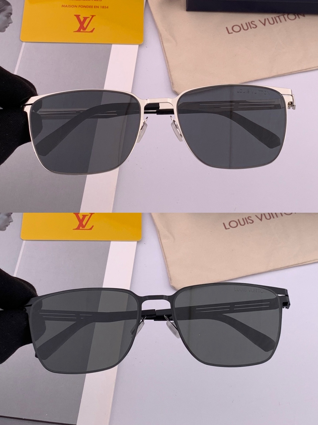 ♦️LV 新款男女情侣款太阳镜多边形墨镜iP电镀永不褪色 超轻超有弹性整幅眼镜无螺丝重要的是压不坏 高清