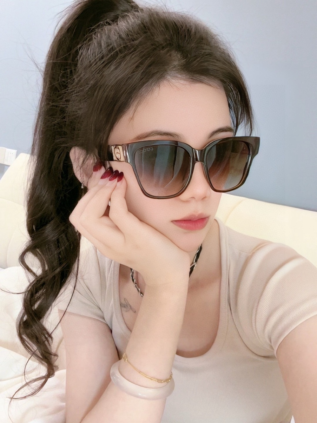 🔺 【GUCCI】开春新款 潮流爆款 时尚方框太阳镜 高品质 佩戴舒适 网红潮款墨镜 型号：G35804