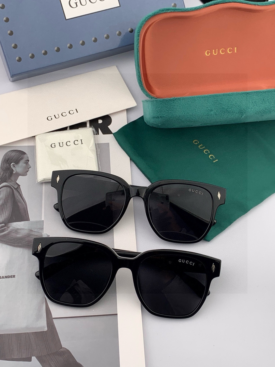 🔺 【GUCCI-偏光太阳镜】开春新款 潮流爆款 时尚方框偏光太阳镜 高品质 佩戴舒适 网红潮款墨镜 女