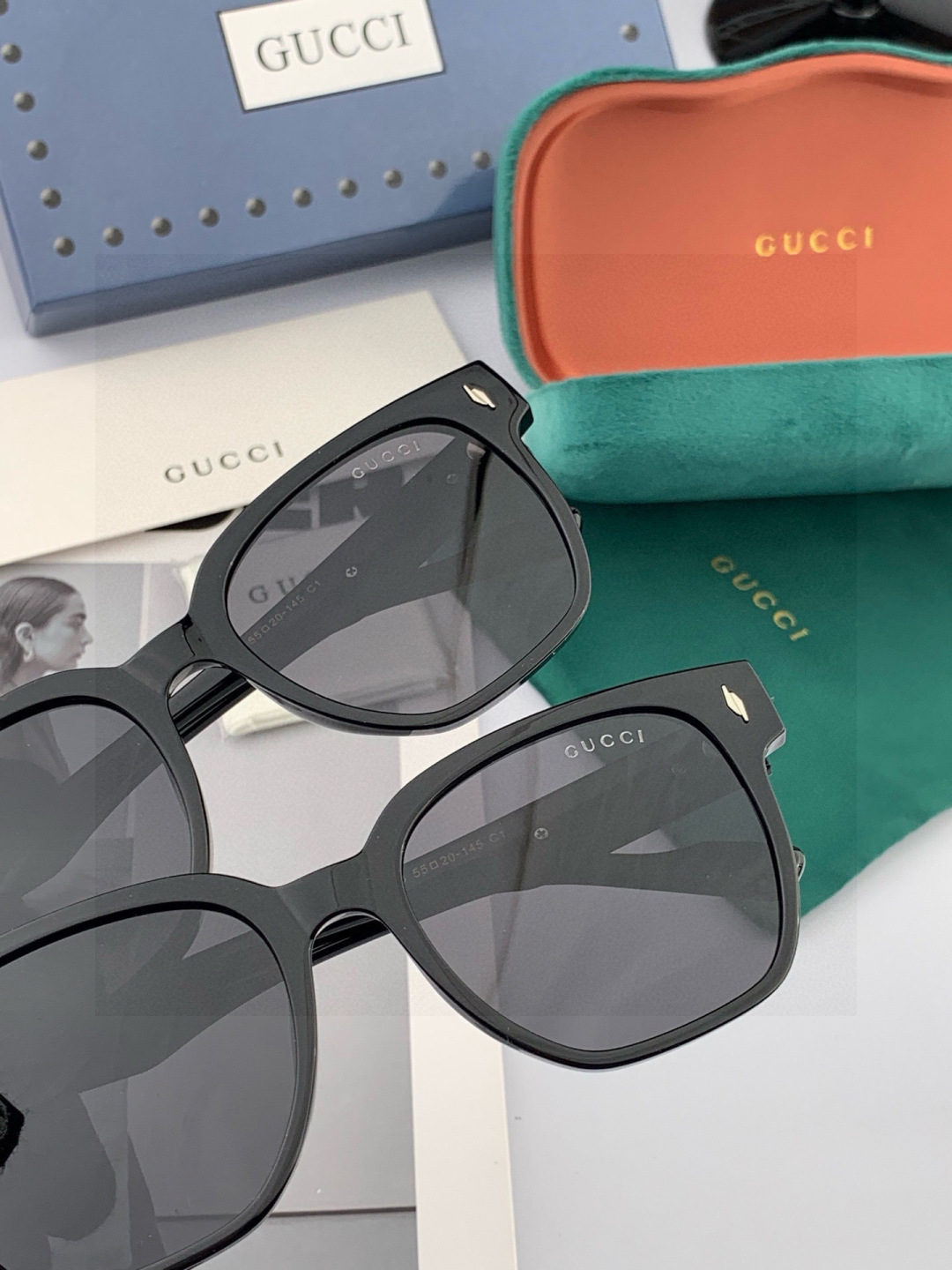 🔺 【GUCCI-偏光太阳镜】开春新款 潮流爆款 时尚方框偏光太阳镜 高品质 佩戴舒适 网红潮款墨镜 女
