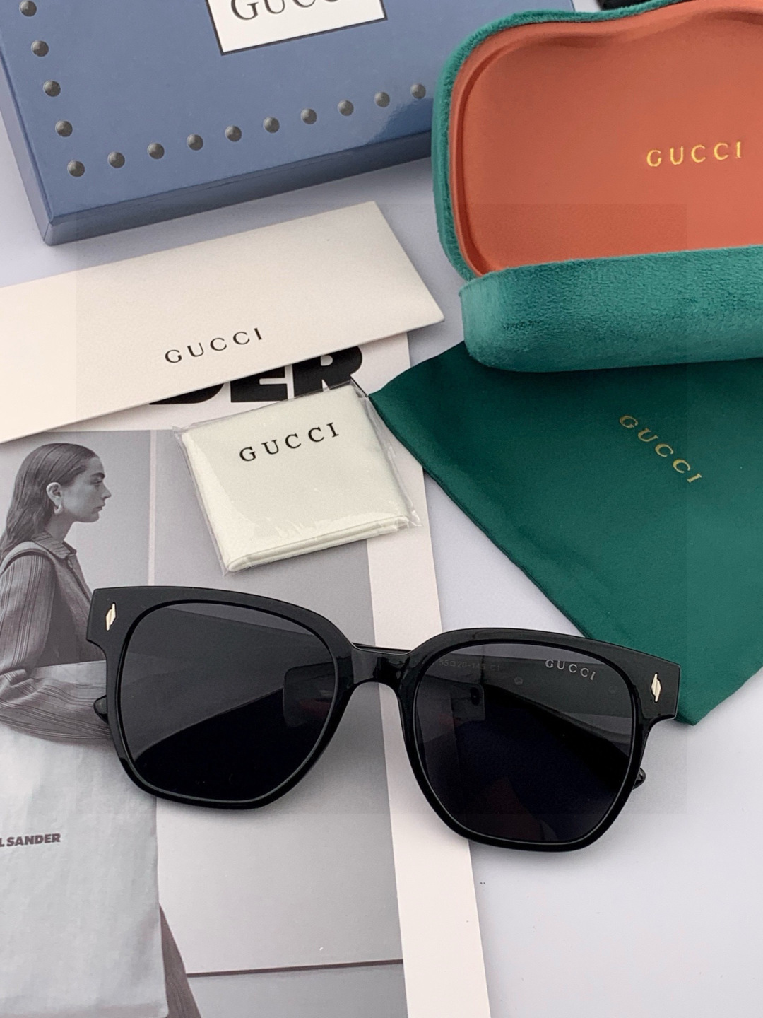 🔺 【GUCCI-偏光太阳镜】开春新款 潮流爆款 时尚方框偏光太阳镜 高品质 佩戴舒适 网红潮款墨镜 女