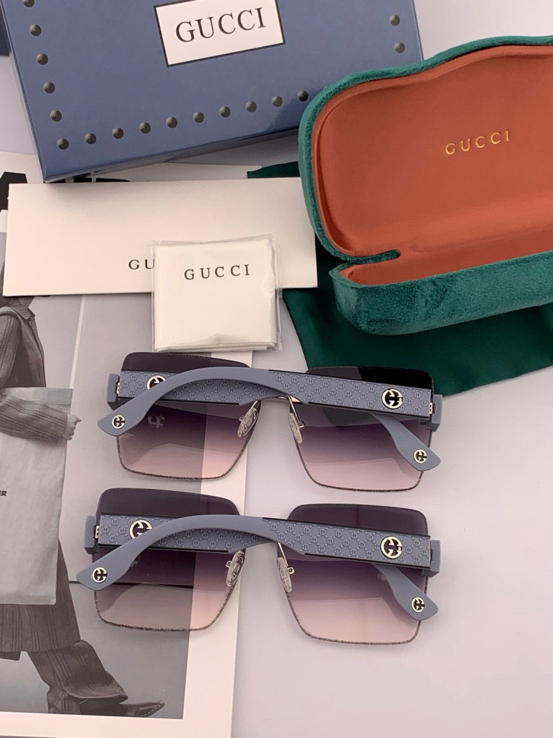 🔺 【GUCCI】开春新款 潮流爆款 时尚方框太阳镜 高品质 佩戴舒适 网红潮款墨镜 型号：G3629