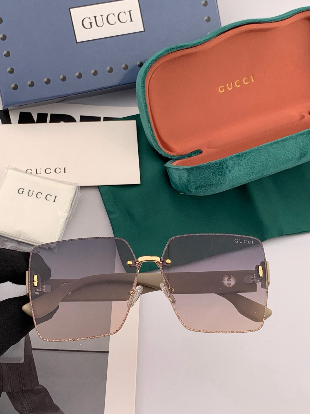 🔺 【GUCCI】开春新款 潮流爆款 时尚方框太阳镜 高品质 佩戴舒适 网红潮款墨镜 型号：G3629