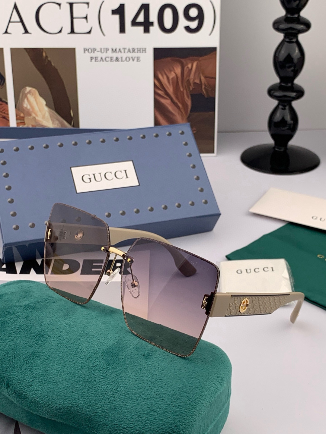 🔺 【GUCCI】开春新款 潮流爆款 时尚方框太阳镜 高品质 佩戴舒适 网红潮款墨镜 型号：G3629