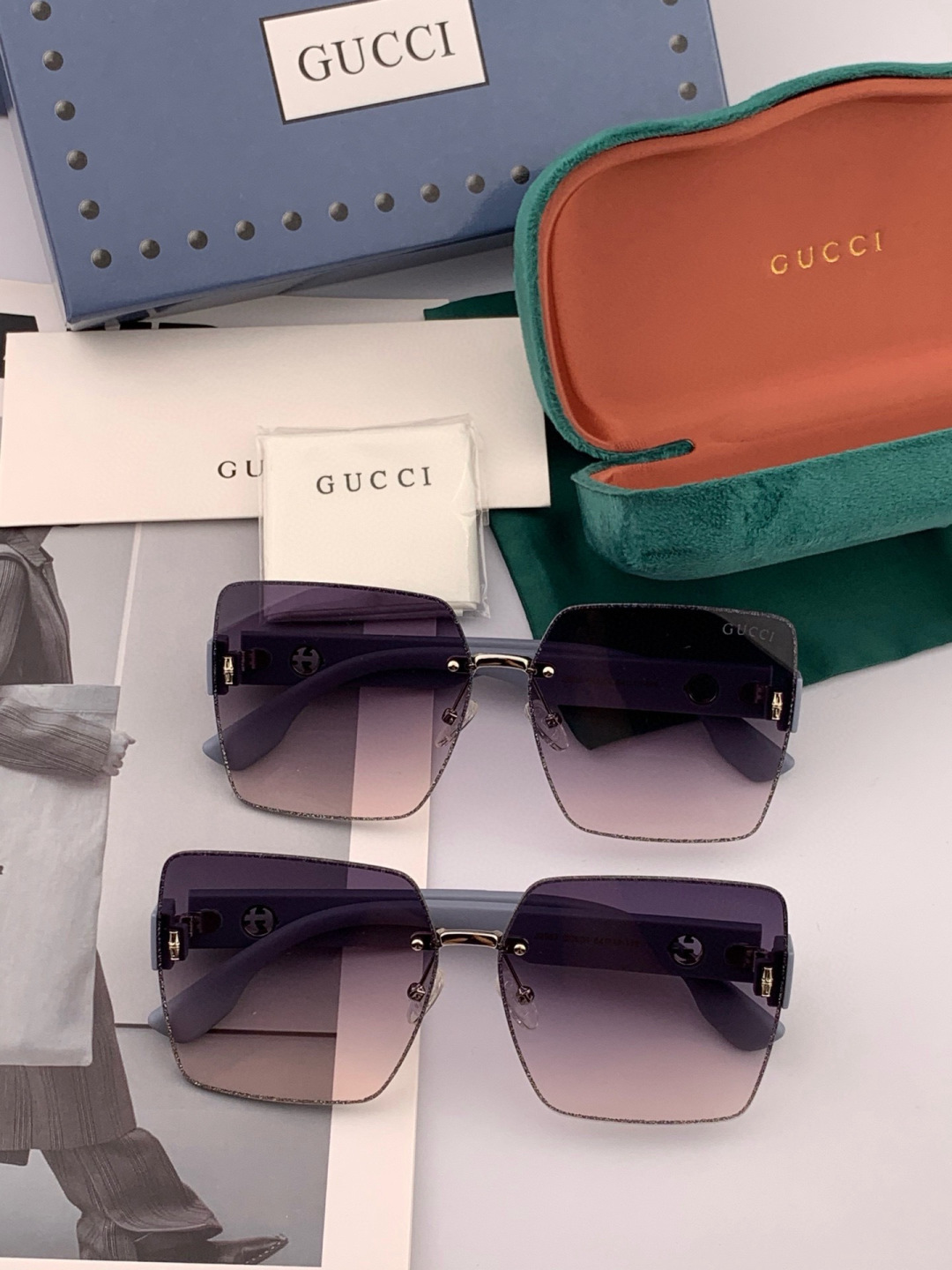 🔺 【GUCCI】开春新款 潮流爆款 时尚方框太阳镜 高品质 佩戴舒适 网红潮款墨镜 型号：G3629