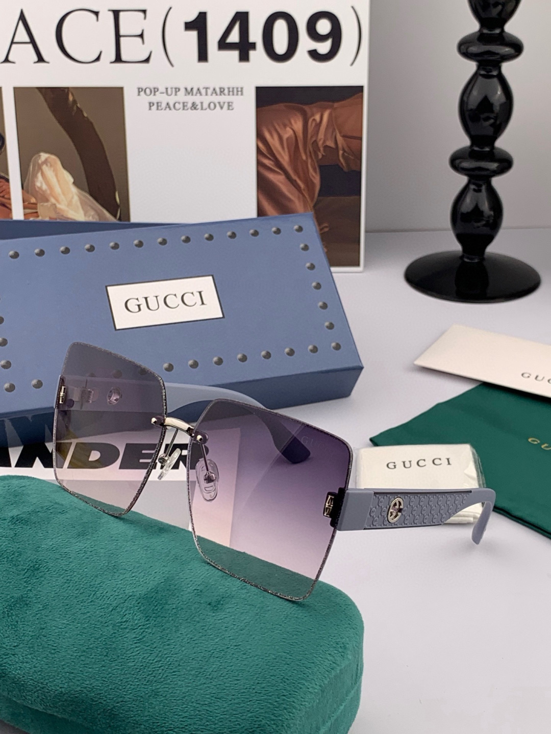 🔺 【GUCCI】开春新款 潮流爆款 时尚方框太阳镜 高品质 佩戴舒适 网红潮款墨镜 型号：G3629