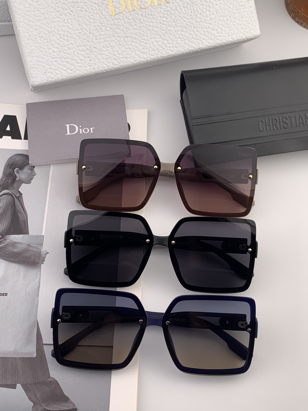 🔺 【DIOR-迪奥】开春新款 潮流爆款 时尚方框偏光太阳镜 高品质 佩戴舒适 网红潮款墨镜 女士高清偏