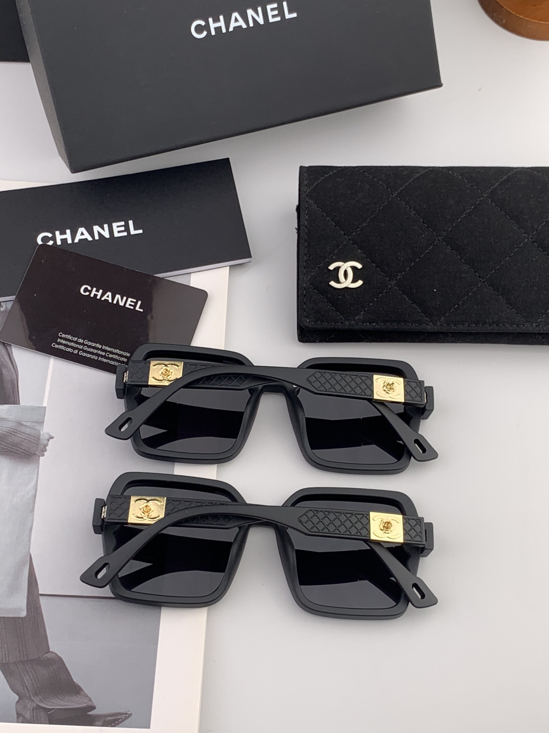【CHANEL】香奈儿 新款潮流爆款 时尚方框太阳镜 佩戴舒适 网红潮款墨镜 女士高清加厚偏光太阳镜🕶️