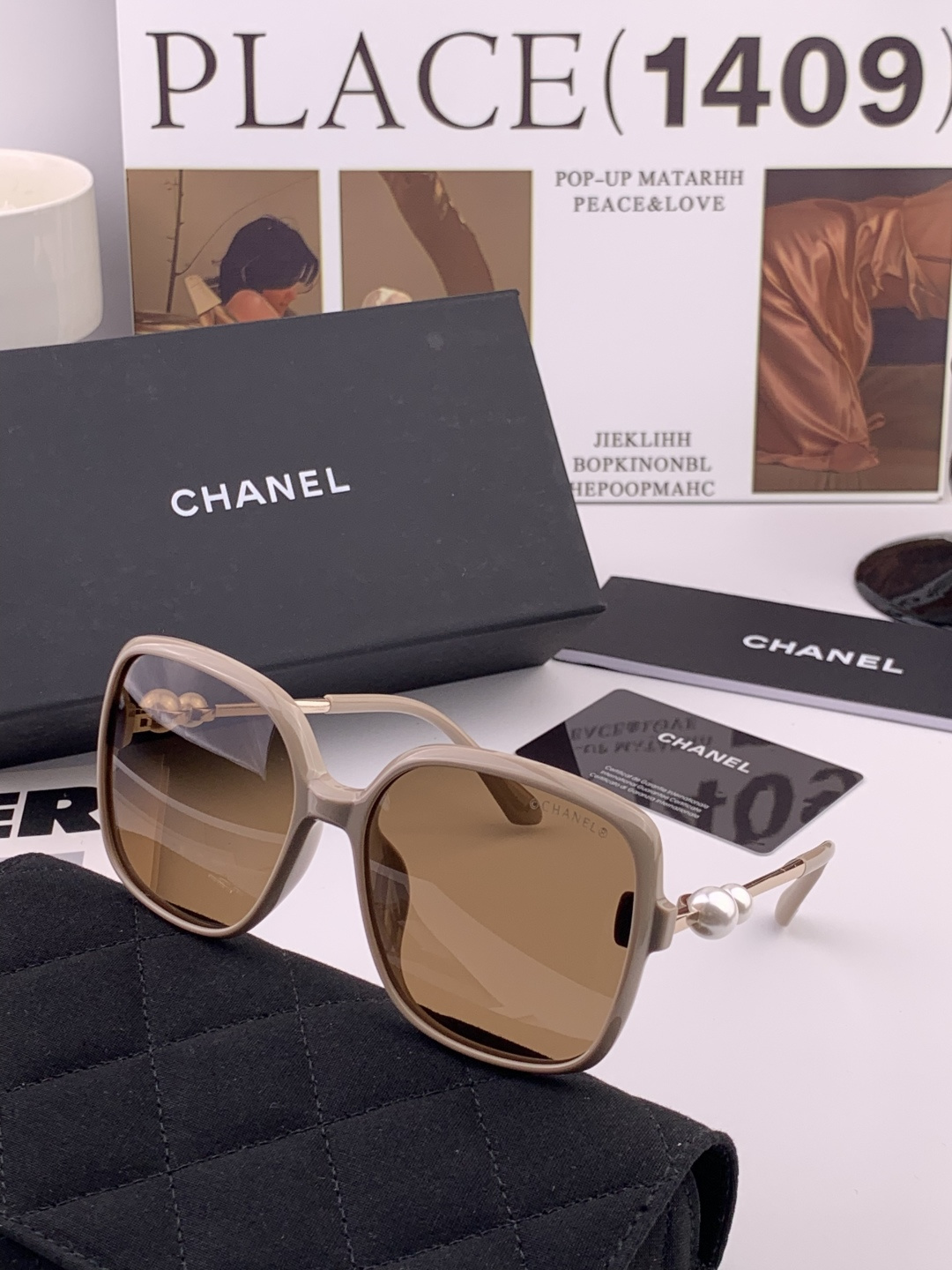 🔺CHANEL🔻官方早春新款，众多明星同款[色]香奈儿‼️‼️新款珍珠大框偏光墨镜 ，🌈🌈宝丽来超清偏光