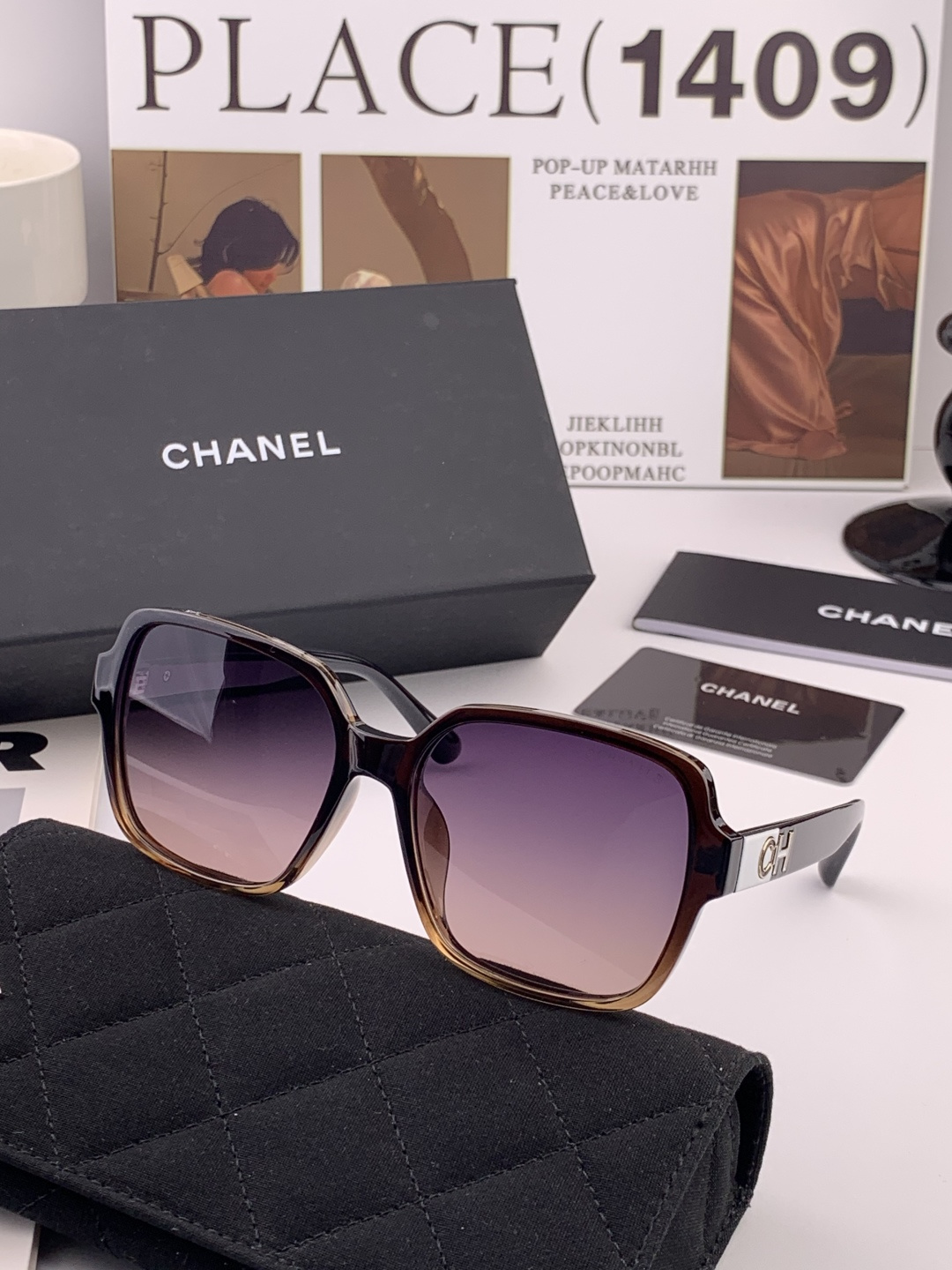 【CHANEL】香奈儿 新款潮流爆款 时尚方框太阳镜 佩戴舒适 网红潮款墨镜  女士高清加厚偏光太阳镜🕶